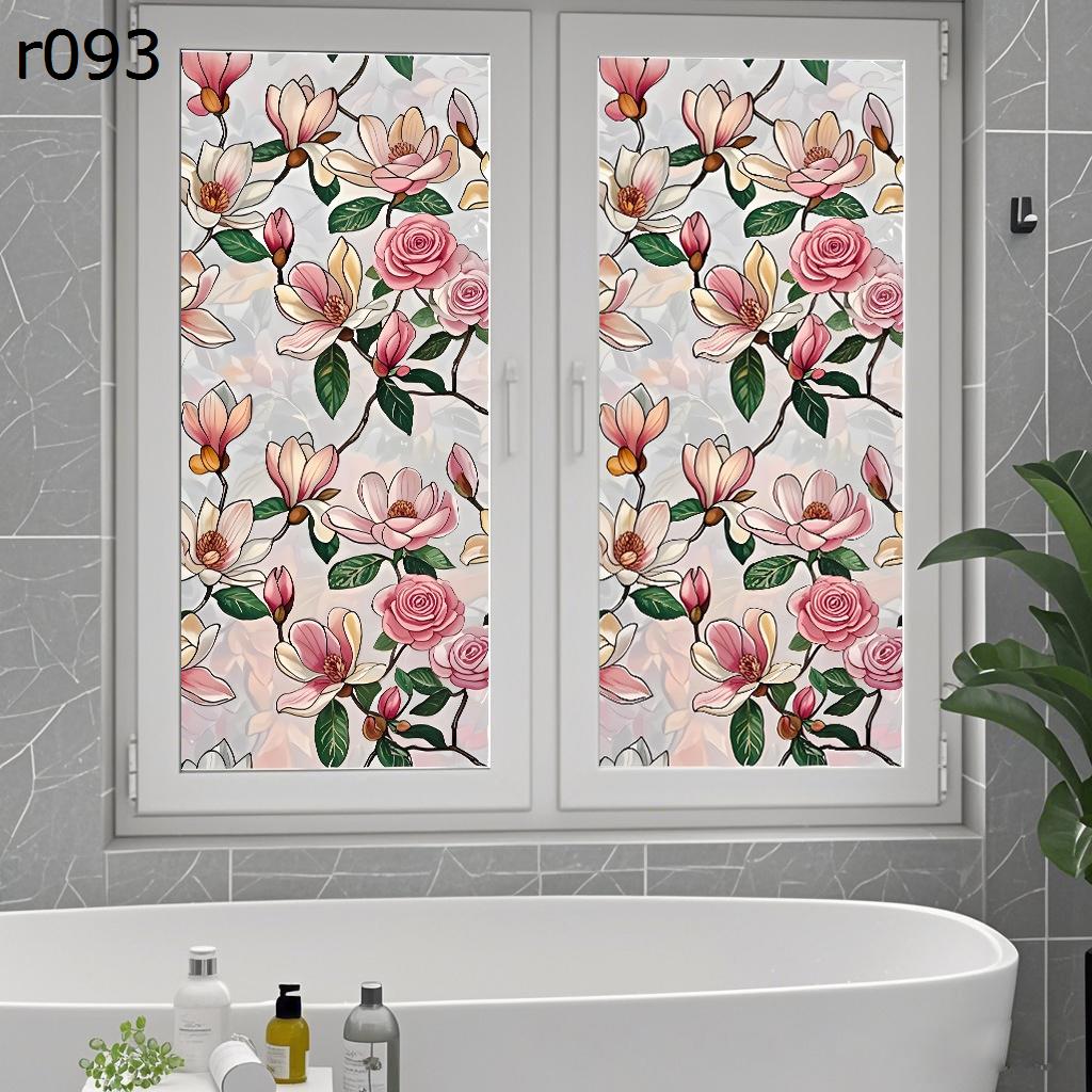 窓用ガラスフィルム すりがらす目隠しシート ステンドグラス レトロ花柄 カラー 窓用 貼ってはがせる ..