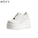 パンク靴 スニーカー レースアップ ハイヒール10cm 厚底靴 かわいい 身長アップ ダーク系 個性的 ゴシック レディース ロリータシューズ Lolita靴 ウェッジ 歩きやすい 美脚効果 学生 女子 イベント