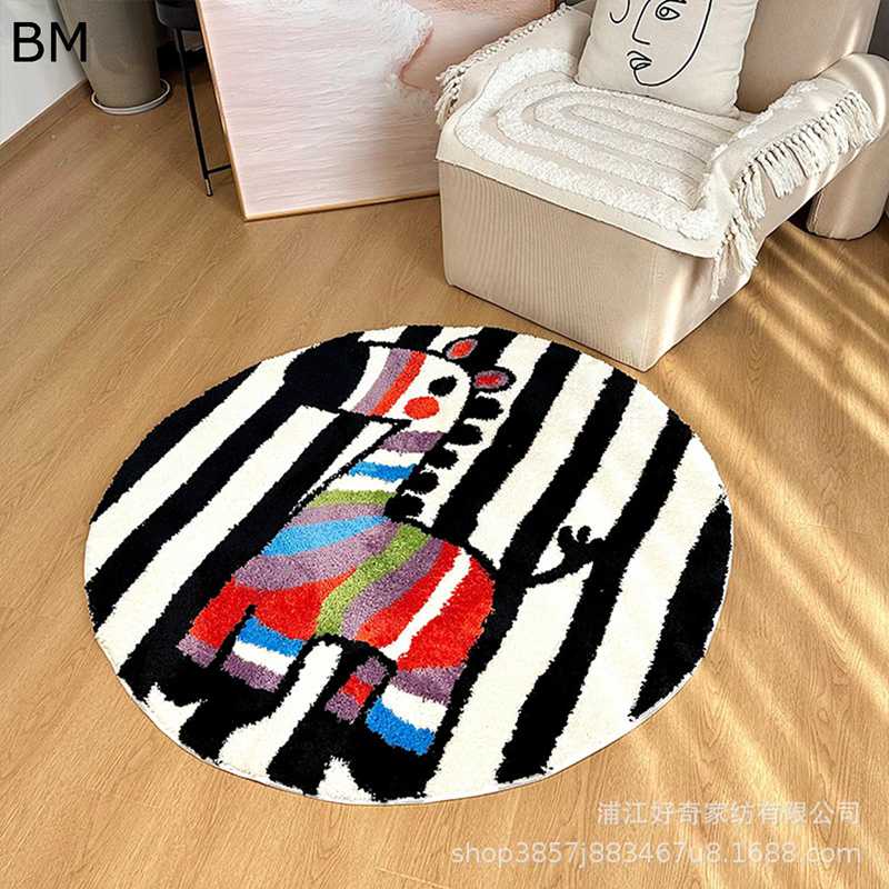 ベビーマット フランネルカーペット フロアマット ゼブラ柄 かわいい 面白い ふわふわ 床保護パット インテリアマット 敷物 萌え柄 滑り止め加工 軽量 ズレない 騒音対策 丸洗い