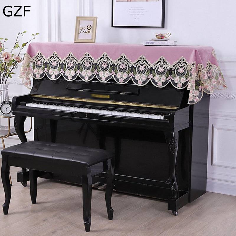 ピアノカバー ピアノ掛け トップカバー アップライト 標準直立型ピアノ用 ピアノ鍵盤タオル キーボード保護 傷防止 布 防塵タオル ほこり防止 刺繍 電子ピアノ エレガント 欧米風 インテリア