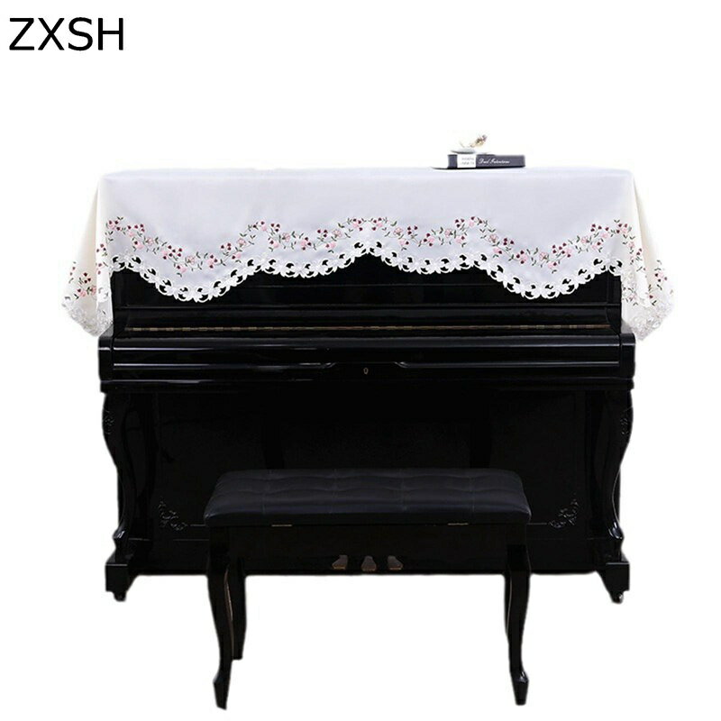 ピアノカバー ピアノ掛け 標準直立型ピアノ用 トップカバー アップライト ピアノ鍵盤タオル 防塵 レース刺繍 傷防止 布 ほこり防止 電子ピアノ 透かし彫り 優雅 欧米風 オシャレ