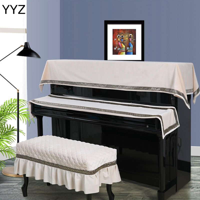 ピアノカバー ピアノ掛け アップライト トップカバー ピアノ鍵盤掛け 標準直立型ピアノ用 多機能 ベル..