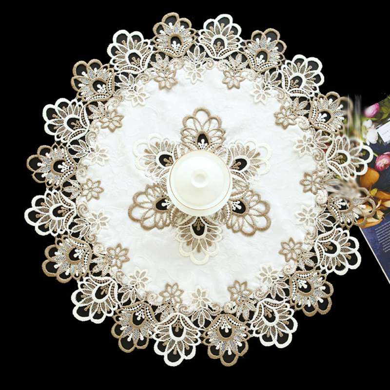 円形コースター ランチョンマット レース 優雅 上品 ドイリー 良い手触り 防汚断熱 おもてなし 装飾 タ..
