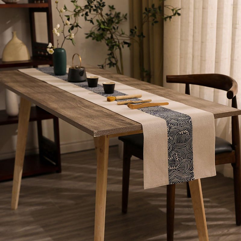 テーブルランナー 茶道 茶卓掛け 25*60cm 綿麻製 センターテーブルクロス テーブルフラグ 中国風 和風 ..