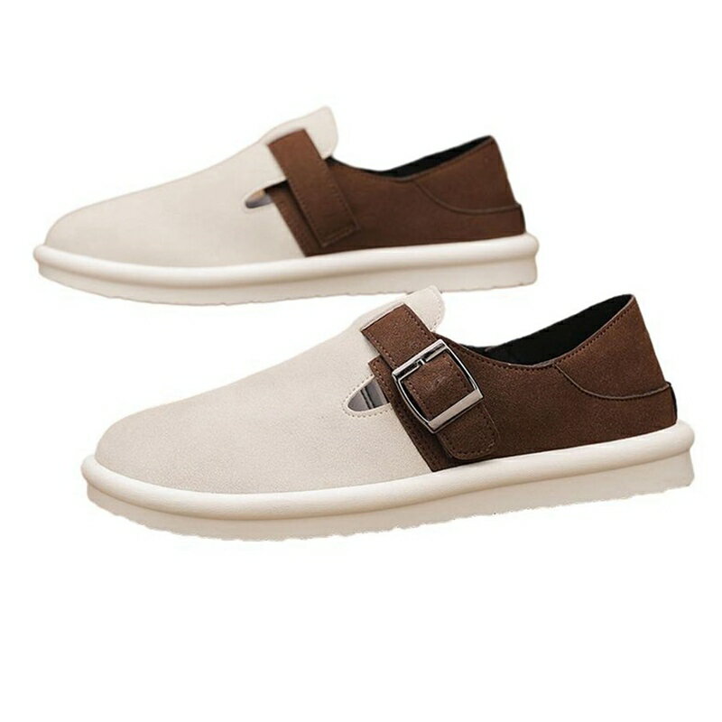 スニーカー スリッポン メンズ ベルト付き かかと踏める ローファー 夏用 バイカラー ローカット 通気..