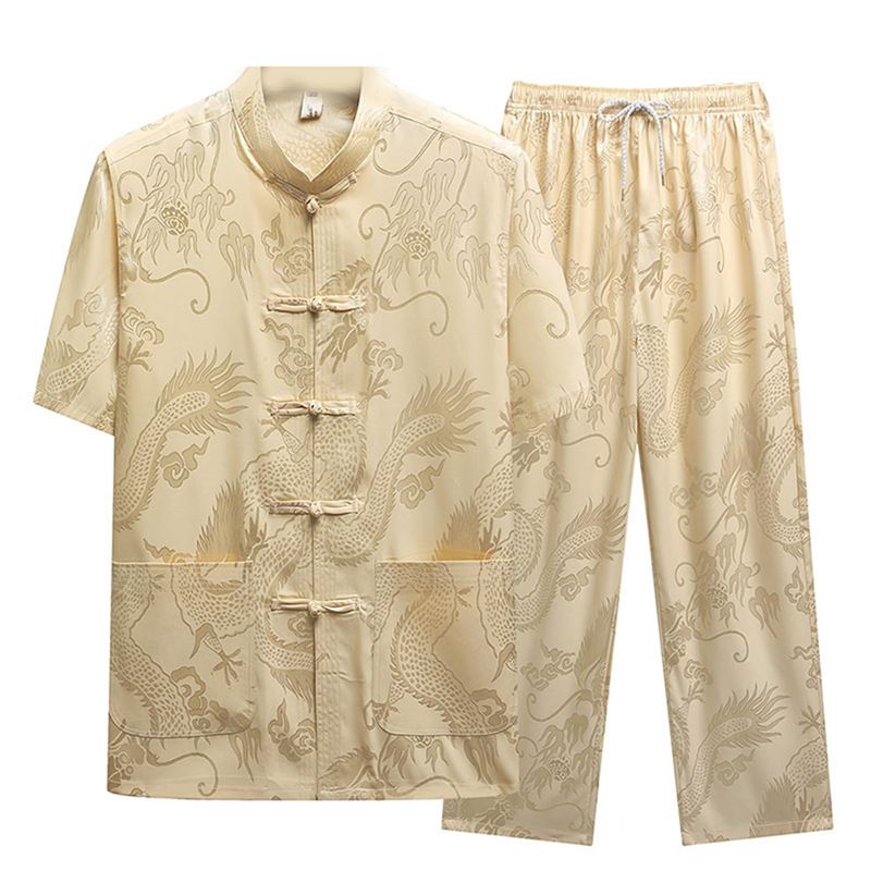 唐装 メンズ 長袖 チャイナ服 太極拳服 チャイナ風 漢服 伝統服 チャイナボタン 上下セット カンフーシ..