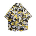 アロハシャツ Tシャツ 小花柄 総柄 プリント 半袖 ビーチ メンズ ポケット 夏服 開襟 春夏 秋 ゆる 薄い ハワイ風 吸汗 涼しげ 通気速乾 軽量 ボーイ...
