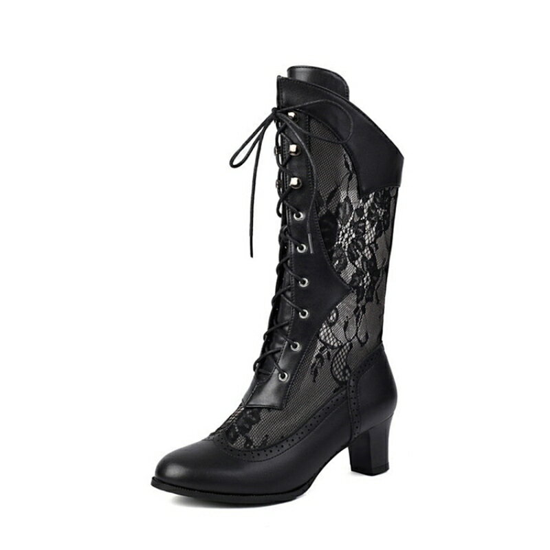 ウェスタンブーツ レディース サマーブーツ レース花柄 エレガント 夏靴 5cmヒール ヴィンテージ 快適 ..