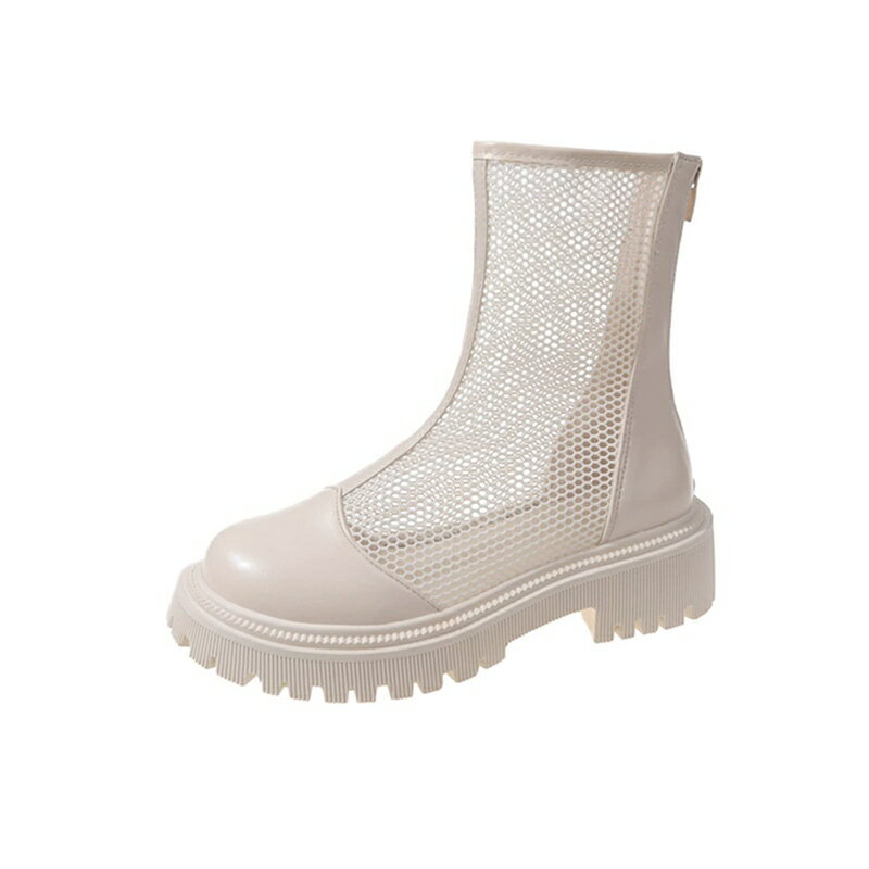 サマーブーツ メッシュブーツ 夏 レディース サンダル ショットブーツ メッシュ ブーティ ローヒール パンプス チャンキーヒール カジュアル 美脚 通気 革靴...