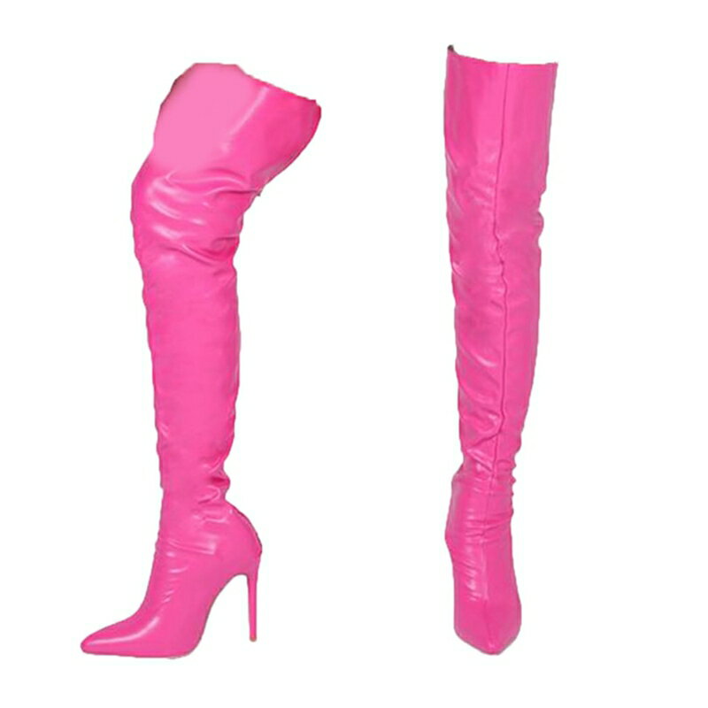 ロングブーツ オーバーニーハイブーツハイヒール ピンヒール ダンス ポインテッドトゥ 超ロング 超長 ..