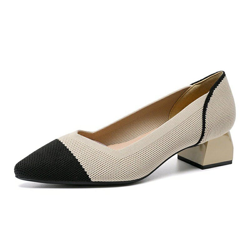 ハイヒールパンプス レディース サンダル メッシュパンプス 通気 4cm太ヒール 大きいサイズ 美脚 おしゃれ パッチワーク 素足 通気性 防滑性 カジュアル ビジネス 婦人靴