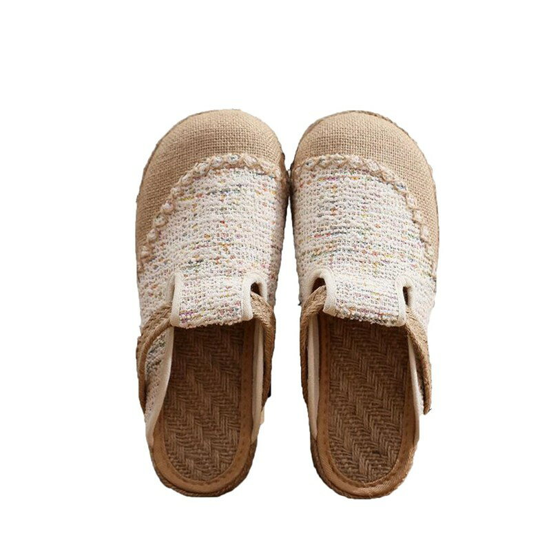 レディース スリッパ 外履き エスパドリーユシューズ かかとなし ミュール フラット ジュート 通気性 ..