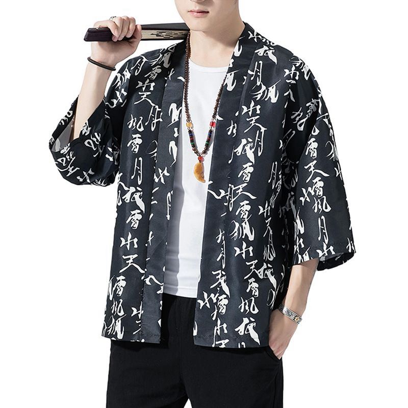 和式パーカー 七分袖 カーディガン メンズ シャツ 夏服 はんてん ファッション ストリート系 半纏 柔らか 速乾 柔らかい 軽量 花火祭 通気性 甚平トップス 夏祭り 花火大会イベント 浴衣 和式
