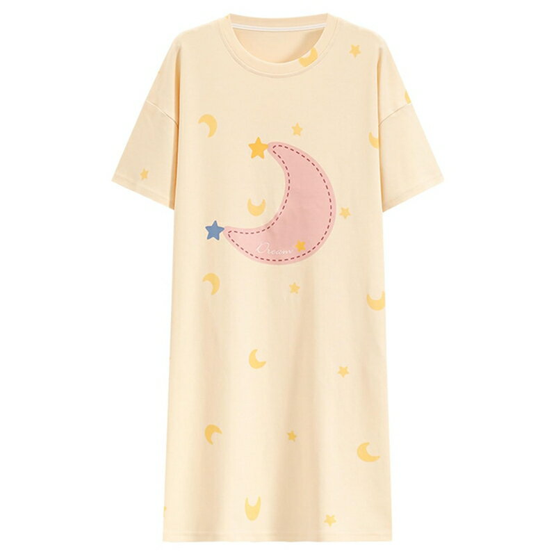 パジャマ ルームワンピース レディース 夏用 半袖 ネグリジェ コットン 綿 薄手 通気性 吸湿性 丸首 ナ..