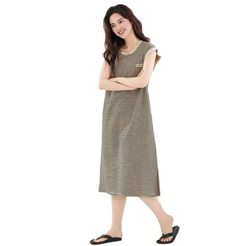 レディース ルームワンピース コットン100 パジャマ ノースリーブ 春秋夏着 カロングワンピース ネグリ..