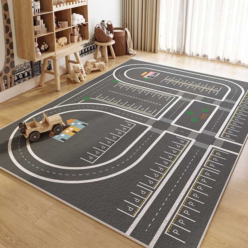 可愛い プレイマット ゲームパッド ふわふわ ソフト 道路ラグ キッズ 数字 線路図柄 遊びマット 子供用..