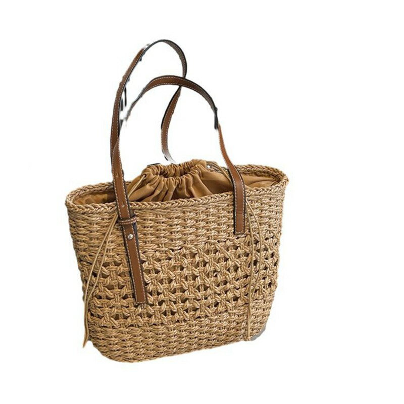 編みバッグ かごバッグ トートバッグ ペーパー素材 巾着 肩掛けバッグ 手提げバッグ 夏用 手織りバッグ..