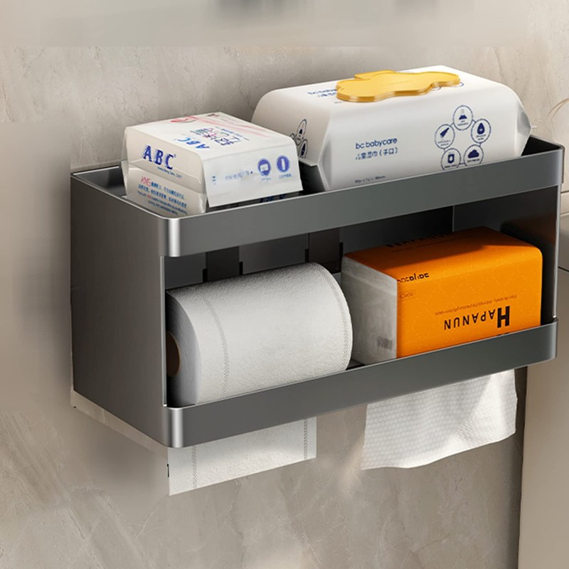 置き棚 ティッシュケース キッチンペーパー トイレペーパー収納 強力粘着 工事不要 収納ラック 便座上..