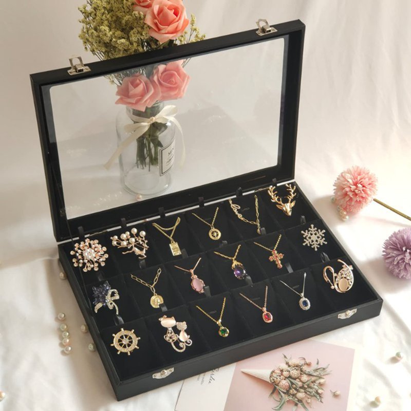 18区画 ネックレスケース ジュエリーボックス アクセサリーケース 大容量 省スペース ネックレス/耳飾..
