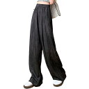 レディース ロングパンツ ワイドパンツ 綿麻 絞り染柄 カジュアル ベーシック チノパン ボトムズ 長ズボン ウエストゴム 良い肌触り 薄い ストレート 着痩せ...