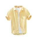 メンズ シャツ 開襟シャツ 半袖 100%コットン 襟付き 春夏服 プルオーバー 通気 速乾 快適 耐久 コンフォート 無地 シンプル 上着 カッコいい 日常着用 普段着 仕事 通勤 M-3XL