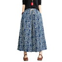 花柄 ワイドパンツ ロングパンツ レディース ヴィンテージ 総柄 キュロット チノパン ウエストゴム調整でき オーバーサイズ 薄手 ソフト 甘めのコーデ 四季 ルームウェア 旅行 民族風