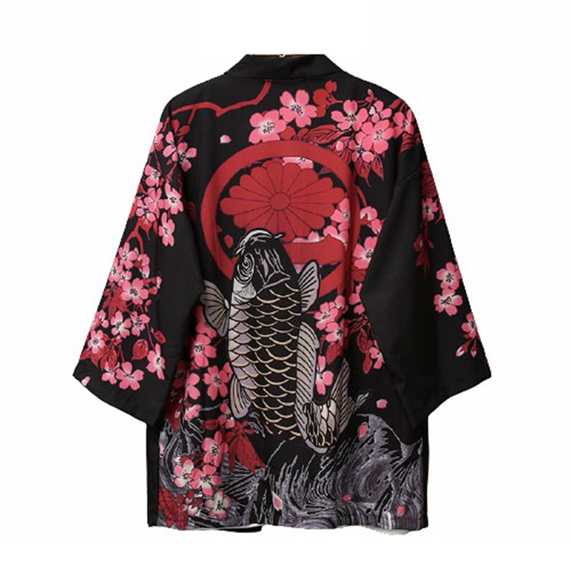 夏用 和服 和風パーカー 甚平 メンズ 浴衣 男性 プリントシャツ 鶴柄 鯉柄 浮世絵 ゆかた ゆったり 日焼け止め ボタンなし かっこいい 通気 ?量 原宿風 薄手 七分袖 前開き ジャケット 羽織