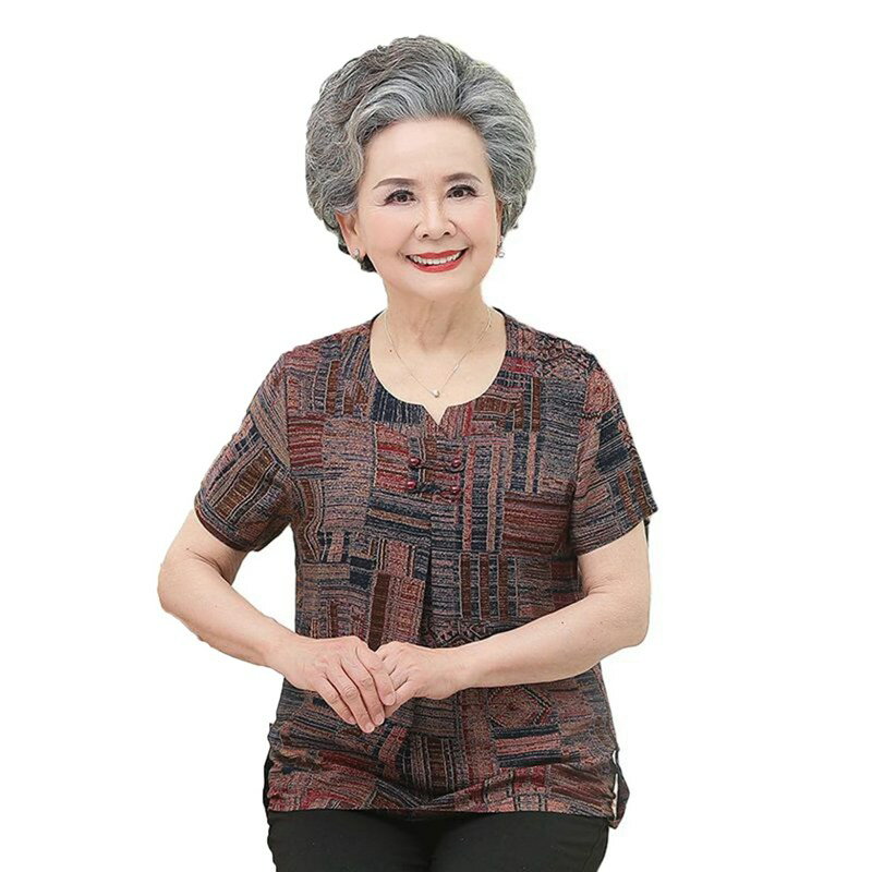 シャツ 半袖 プルオーバー 通気性 婦人ブラウス イージーパンツ 9分丈 高齢者 おばあちゃん シニア マ..