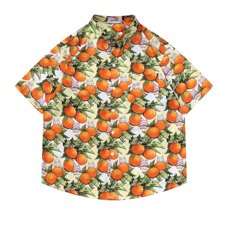 楽天kcreate男女兼用 アロハシャツ ビーチシャツ 5分袖 プリントシャツ 総柄 前開き 夏用 ゆったり 吸汗速乾 紫外線対策 薄手 サラサラ 大人 コーデ ボタンダウン リゾート 海 ストリート オーバーサイズ