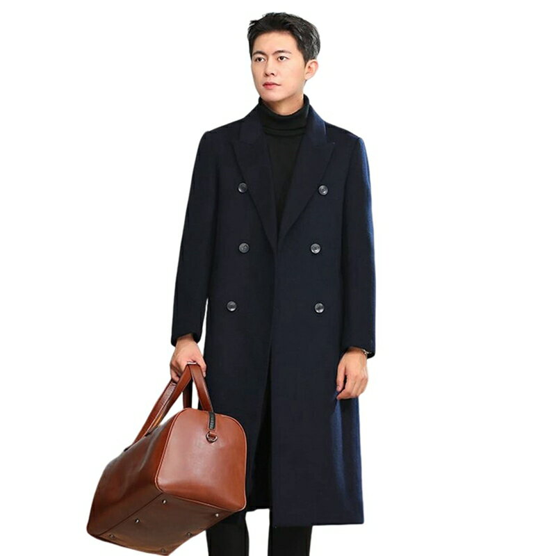 メンズ コート ダブルフェイスウール ロング丈 ダブルブレスト チェスターコート 春秋冬 アウター テーラード ビジネス メルトンコート シンプル 柔らかい 防風 防寒着 紳士 スリム カジュアル 通
