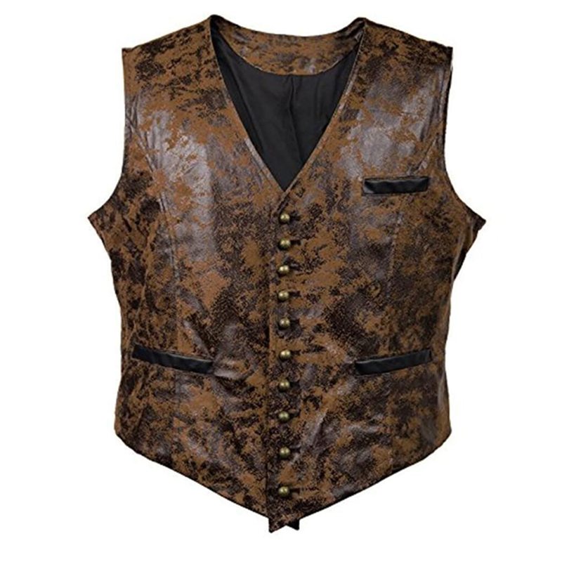 レザーベスト 革ベスト メンズベスト 欧米風 ヴィンテージ 騎士風 ライダースベスト Vネック ジャケット スエード ノースリーブ フェイクレザーベスト レザージャケット おしゃれ コスプレ