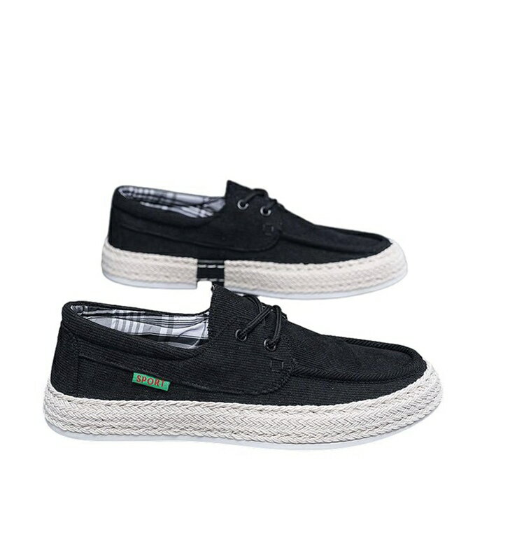 メンズ エスパドリーユ カジュアルシューズ コーデュロイ レースアップ デッキシューズ キャンバス フ..