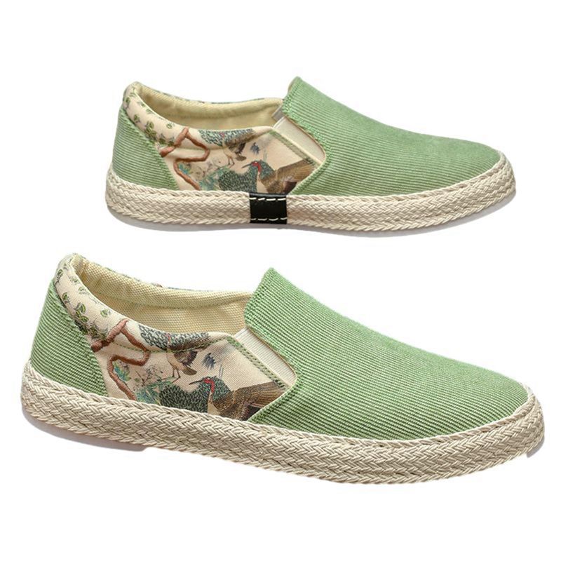 ローファー メンズ カジュアル デッキシューズ スニーカー コーデュロイ 鶴柄 エスパドリーユシューズ ..