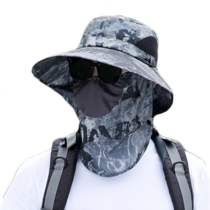 サファリハット メンズ 迷彩柄 UVカット帽子 つば広ハット 日焼け 折りたたみ メッシュ通気構造 紫外線..