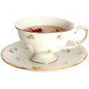 ティーカップ カップ&ソーサー 小花柄 可愛い ヴィンテージ フランス風 陶器 ミルクティー 紅茶 コーヒー カフェー 1客セット シンプル 230cc プレゼ...