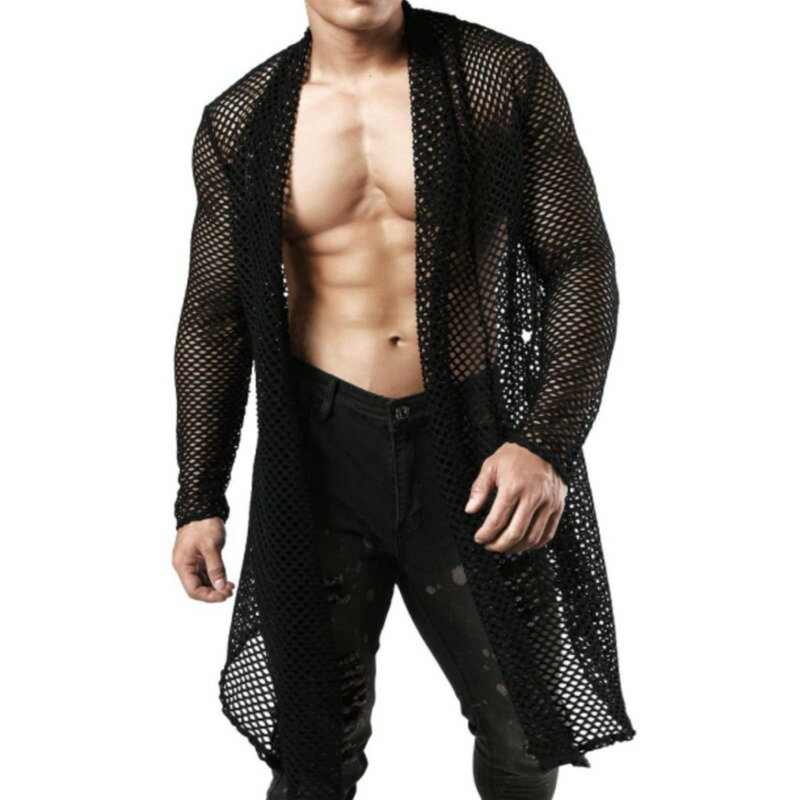 楽天kcreateカーディガン 透かし彫り メンズ メッシュTシャツ シースルー カットソー 半袖 クラブウェア インナーシャツ 透かし編み 涼しい 薄手 サラサラ 日焼け止め 男性 演出 舞台衣装 大人 ファッション
