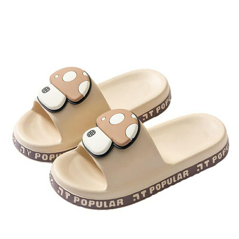 スリッパ レディース メンズ 夏用スリッパ 室内 韓国 おしゃれ 英字柄 キノコ柄 ルームシューズ 4cm厚..