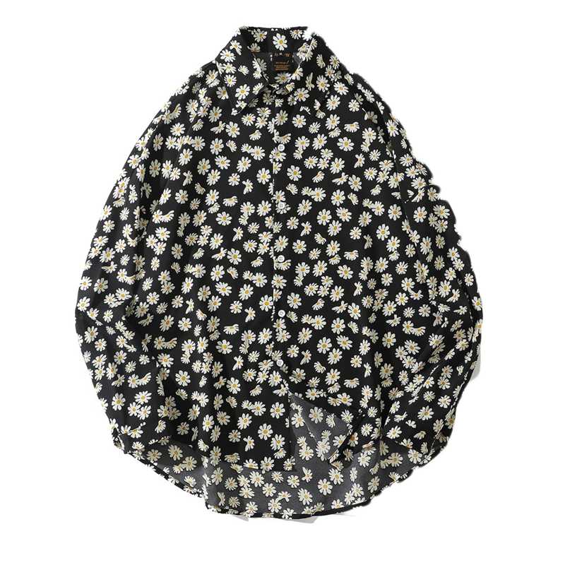 シャツ メンズ カジュアルシャツ カップル アメカジ おしゃれ デイジー柄 花柄 総柄 開襟 長袖 春秋 通..