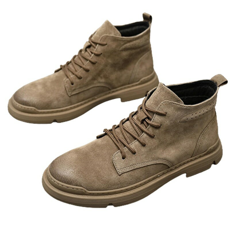 編み上げ ショートブーツ スエード メンズ バイクブーツ オールシーズン レースアップ 梅雨対策 柔らか..