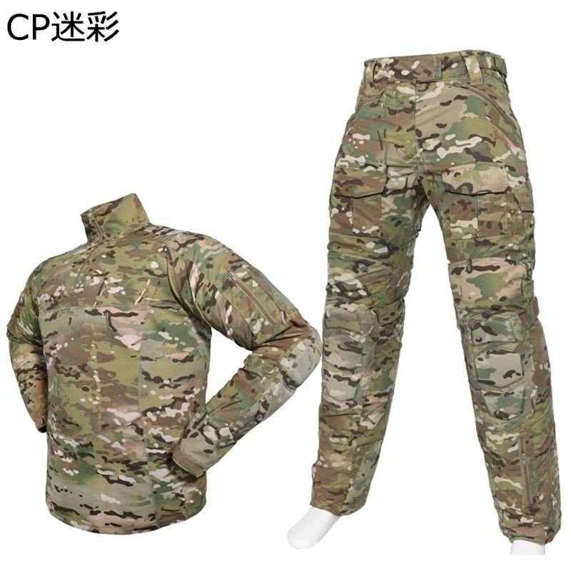 メンズ 2点セット サバゲー 作業服 ミリタリーtシャツ 長袖 砂漠迷彩 戦闘服 吸汗速乾 耐摩耗 ハーフジップ 防撥水 マルチポケット ミリタリー風 狩猟 キ...