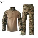 メンズ 上下セット サバゲー 作業服 コンバットシャツ 長袖 ハーフジップ デジタル迷彩 戦闘服 ストレッチ 通気 速乾 マルチポケット アメカジ 自転車 狩猟 キャンプ 修理工場 ワークウェア
