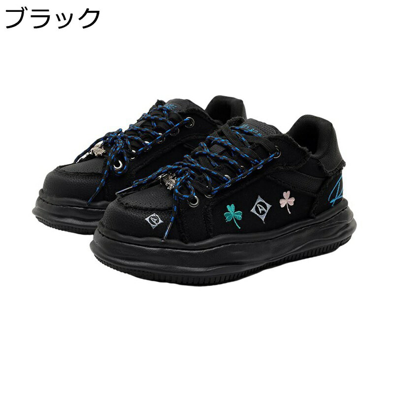 メンズ スニーカー 厚底7cm インヒール カジュアルシューズ 男女兼用 スケボーシューズ 刺繍 花柄 レースアップ 運動靴 ウォーキング 滑らない 通気 おしゃれ 歩きやすい かっこいい