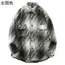 メンズ チェック 長袖 ネルシャツ ボタンダウン モザイク柄 秋服 前開き ビックシルエット 薄手 サラサラ カジュアルシャツ レギュラーフィット モード系 フ...