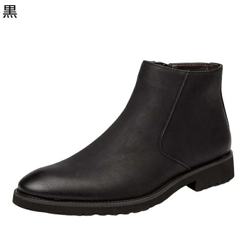 チェルシーブーツ メンズ ショートブーツ 革靴 ハイカット アンクルブーツ サイドジッパー ファッション フォーマル ビジネス 春 秋 紳士靴 男性用 履き心地...