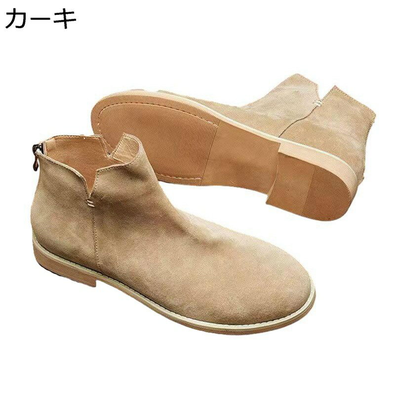 チェルシーブーツ メンズ アンクルブーツ 牛革靴 ショートブーツ スリッポン バックジッパー 着脱やすい 紳士靴 カジュアル 快適 ビジネス 冠婚葬祭 作業 通勤 日常 オールシーズン(4)