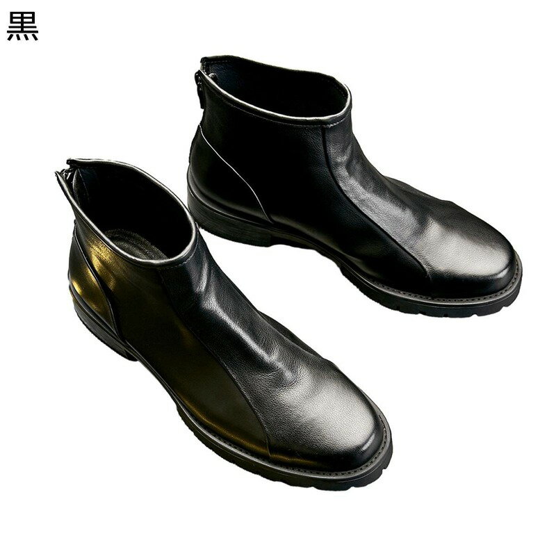 チェルシーブーツ メンズ 本革 ショートブーツ アンクルブーツ 着脱便利 バックジッパー 秋冬靴 快適 脱ぎ履き簡単 紳士靴 ビジネス フォーマル キレイめ デイリー 通勤通学 アウトドア
