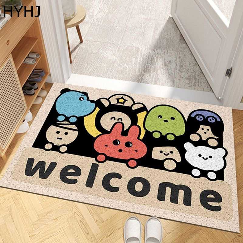玄関マット カーペット ウェルカム 室外 室内 北欧 大判 洗える 足踏みマット かわいい 動物柄 出入り口マット 泥除け すべり止め 耐水 カットでき 軽い ゴム コイルマット ラグマット 簡単に掃除 除塵 新生活