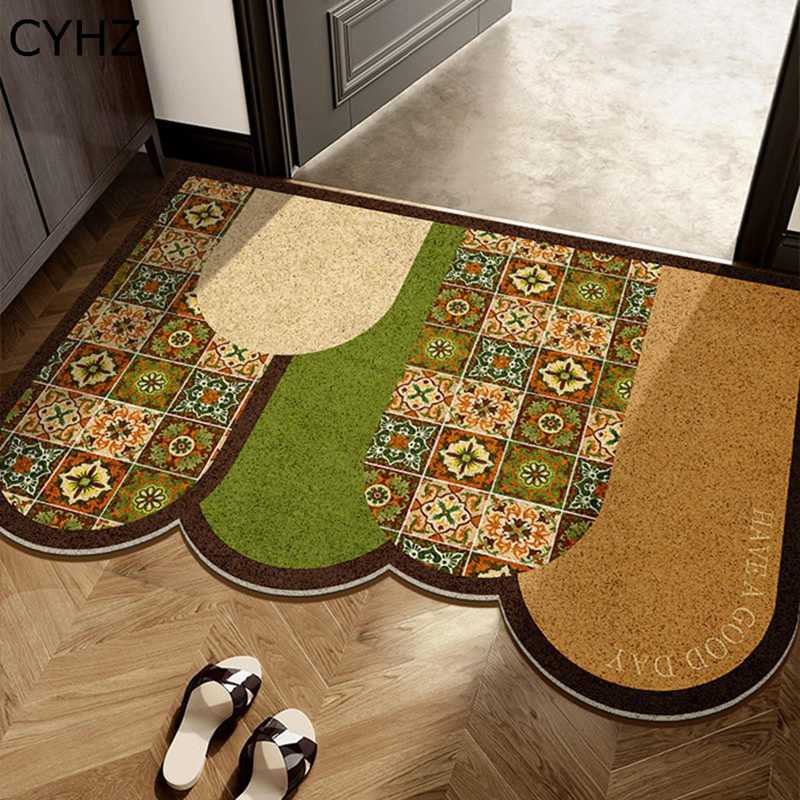 玄関マット カーペット 室外 室内 レトロ 洗える エントランスマット コイルマット 泥除け アンテイーク すべり止め 異形 耐水 カット可能 ウォッシャブル コイルマット ラグマット 掃除易い 寝室 廊下 新居