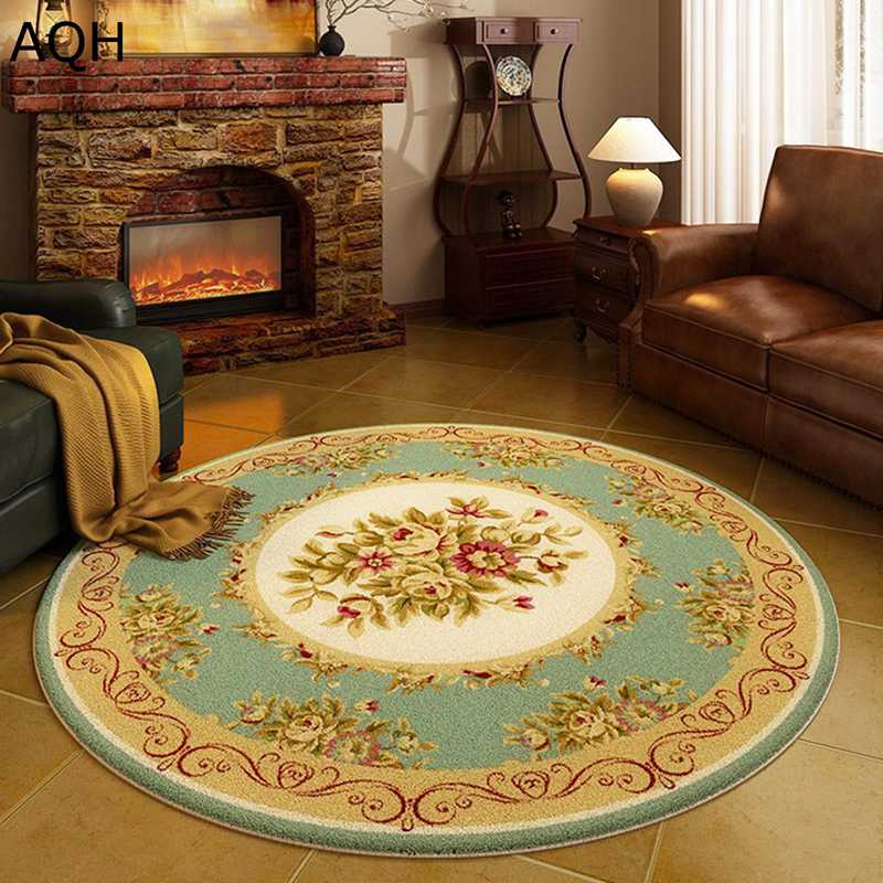 チェアマット 丸形 床保護 ゲーミングカーペット ペルシャ? エスニック系 アンティーク レトロ花柄 大判 足元 デスクチェア 防臭防滑 パッド 凹み防止 床キズ防止カーペット