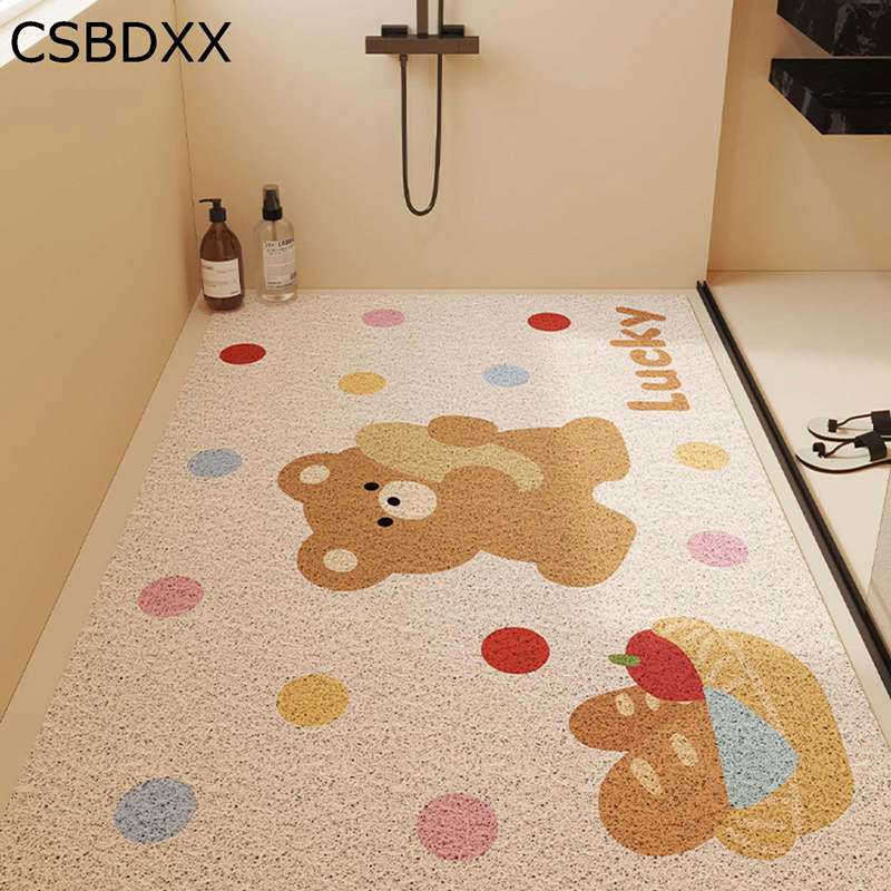 風呂マット シャワーマット クマ柄 かわいい 浴室内 洗い場 滑り止め カットできる 冷たくない 速乾 カビない 洗える 子供 高齢者 転倒防止 介護用 バスマット お手入れが簡単 速乾 柔らか 防カビ